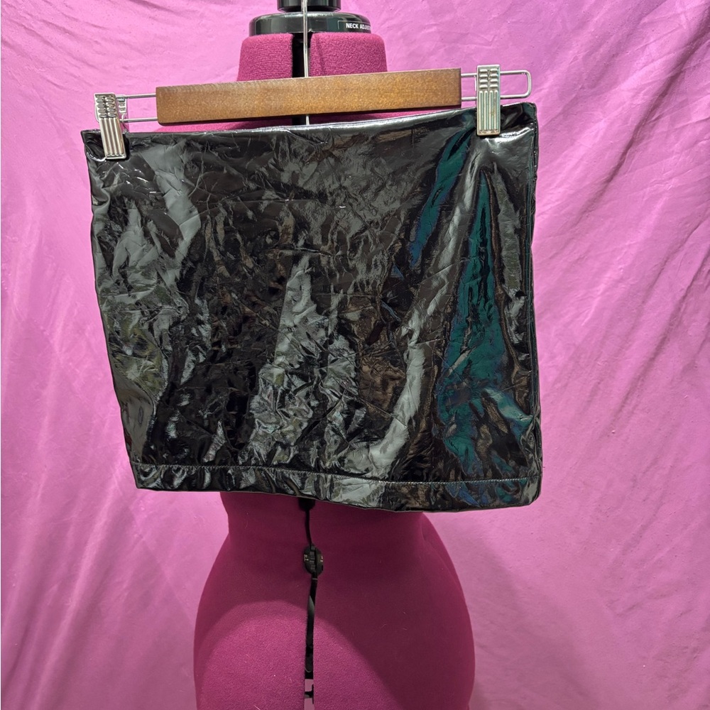 Vinyl Shiny Black Mini Skirt XS
